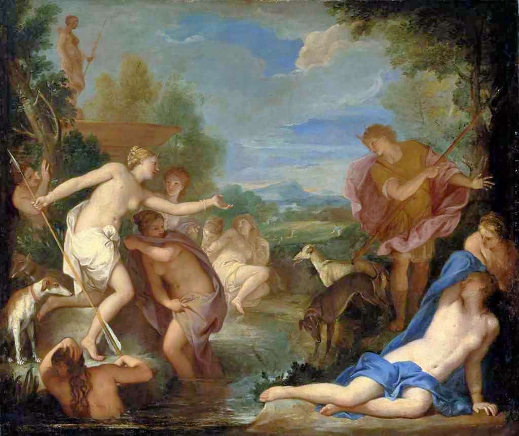 Купание дианы. .Грегорио Ладзарини (1655—1730). Грегорио Ладзарини. Григорио Лаццарини. Diana and Actaeon.