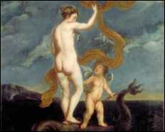 Vénus et Cupidon sur un dauphin